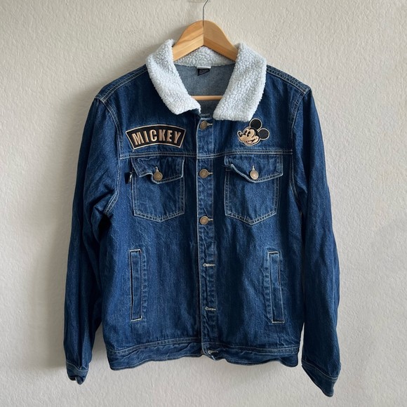 Disney Jackets & Blazers - DISNEY Mickey Mouse Sherpa Collar Denim Jean Jacket Womens Medium